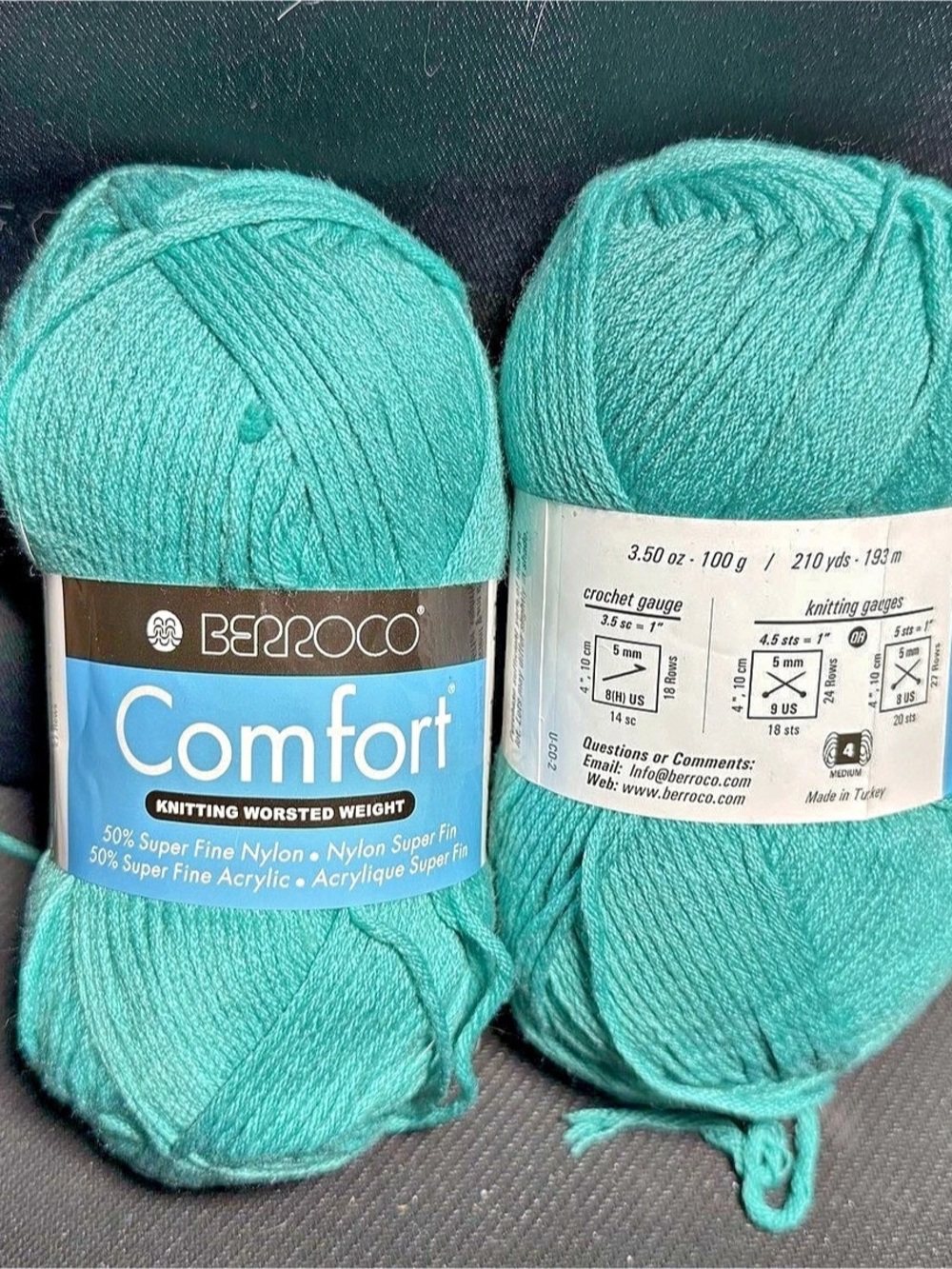 SUPER SOFT berroco Comfort Yarn Skeins in Turquoise Blue NWT